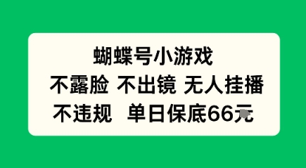 蝴蝶号小游戏，不露脸不出境 无人挂播，不违规 单日保底66米-淘秘副业