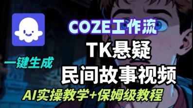 Coze扣子工作流一键生成TK悬疑民间故事视频，AI实操教学+保姆级教程-淘秘副业