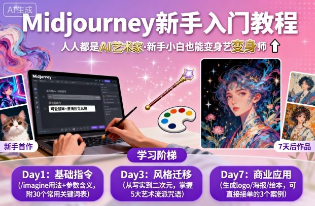 midjourney新手入门教程：人人都是AI艺术家，新手小白也能变身艺术大师-淘秘副业