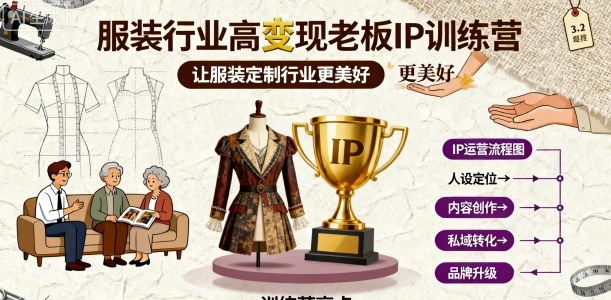 服装行业高变现老板IP训练营，让服装定制行业更美好-淘秘副业