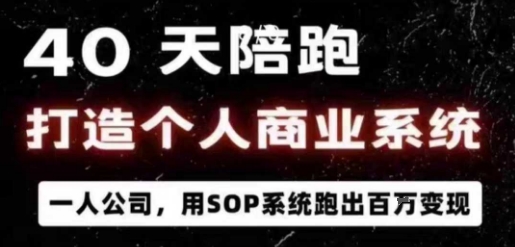 40天陪跑打造个人商业系统，一人公司，用SOP系统跑出百W变现-淘秘副业