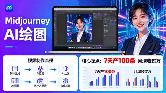 （16049期）AI绘图照片开口说话视频制作：Midjourney+数字人，7天产100条月增收过万-淘秘副业