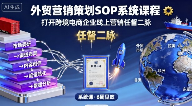 外贸营销策划SOP系统课程，打开跨境电商企业线上营销任督二脉-淘秘副业