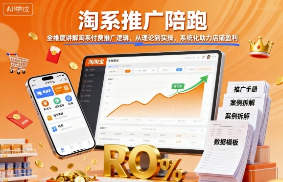 淘系推广陪跑，全维度讲解淘系付费推广逻辑，从理论到实操，系统化助力店铺盈利-淘秘副业
