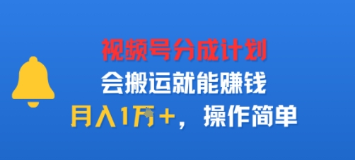 视项号分成计划会搬运就能賺钱，月入1W+，操作简单-淘秘副业
