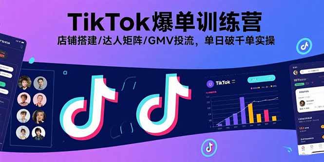 （15920期）TikTok爆单训练营，店铺搭建/达人矩阵/GMV投流，单日破千单实操-淘秘副业