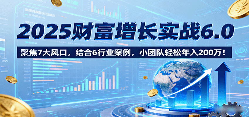2025财富增长实战6.0,聚焦7大风口,结合6行业案例,小团队轻松年入200万!
