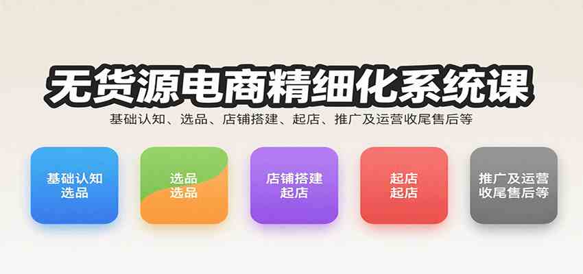 无货源电商精细化系统课：基础认知、选品、店铺搭建、起店、推广及运营收尾售后等-淘秘副业