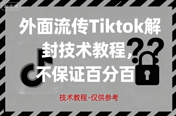 外面流传Tiktok解封技术教程，不保证百分百，具体自测-淘秘副业