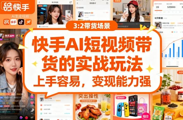 快手ai短视频带货的实战玩法，上手容易，变现能力强-淘秘副业