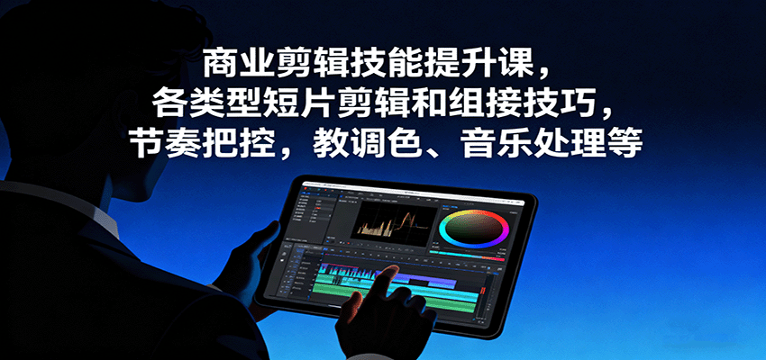 商业剪辑技能提升课，各类型短片剪辑和组接技巧，节奏把控，教调色、音乐处理等-淘秘副业