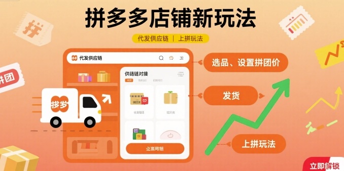 拼多多店铺新玩法，代发供应链上拼玩法-淘秘副业