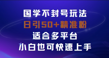 国学赛道不封号玩法，日引50+精准粉适合多平台，小白也可快速上手-淘秘副业