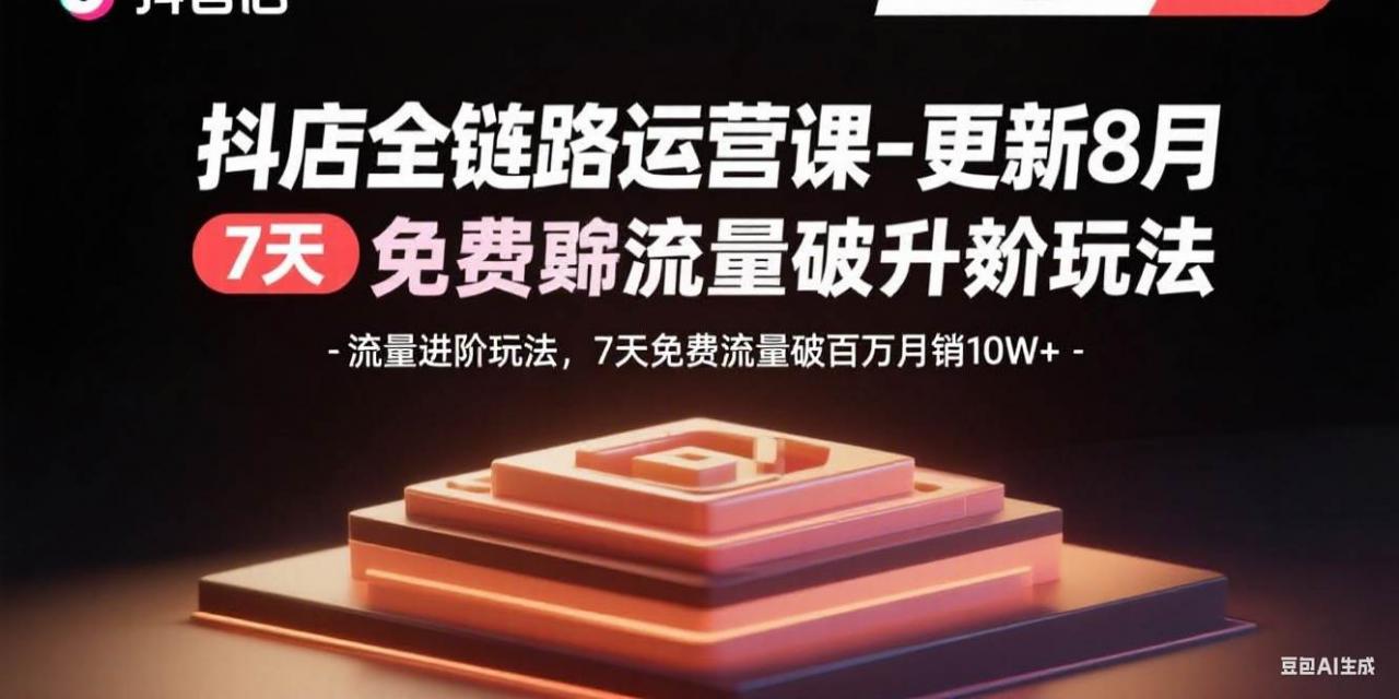 （15918期）抖店全链路运营课-更新8月：流量进阶玩法，7天免费流量破百万月销10W+-淘秘副业