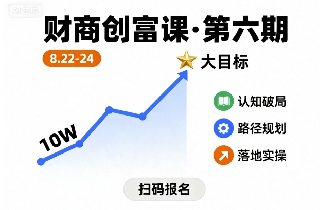 财商创富课第六期8月22-24号，如何从10W起步，一步步实现大目标-淘秘副业