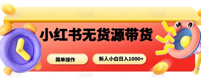 小红书无货源带货项目，简单无脑，新人小白日入多张-淘秘副业