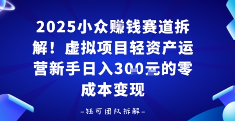 2025小众挣钱赛道拆解！虚拟项目轻资产运营新手日入3张的零成本变现-淘秘副业