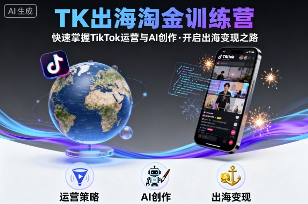 TK出海淘金训练营，助你快速掌握TikTok运营与AI创作，开启出海变现之路-淘秘副业