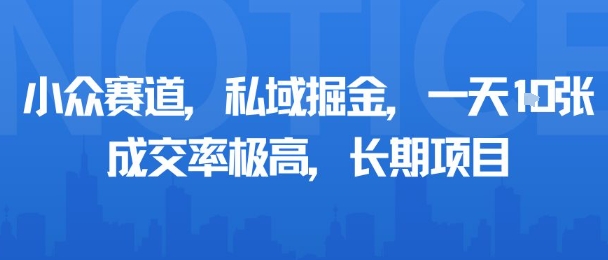 小众赛道，私域掘金，一天多张，成交率极高，长期项目-淘秘副业