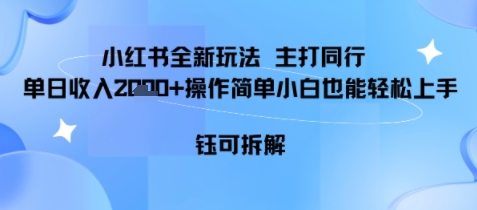 小红书同行项目，单日收益多张小白可轻松上手-淘秘副业
