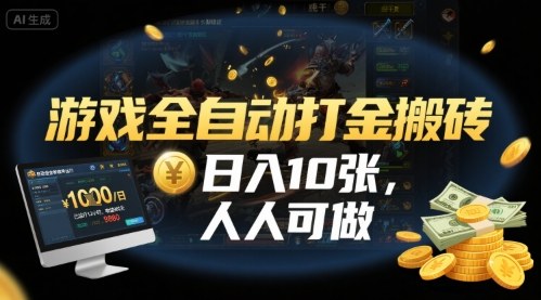 游戏全自动打金搬砖,日入10张,人人可做,纯干货,长期稳定收益项目【揭秘】