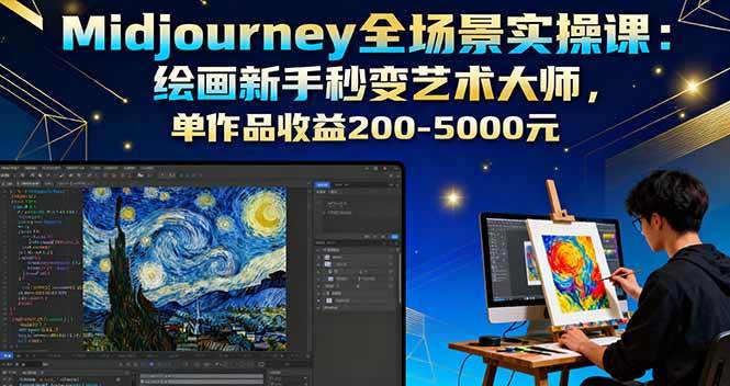 （16125期）Midjourney全场景实操课：绘画新手秒变艺术大师，单作品收益200-5000元-淘秘副业