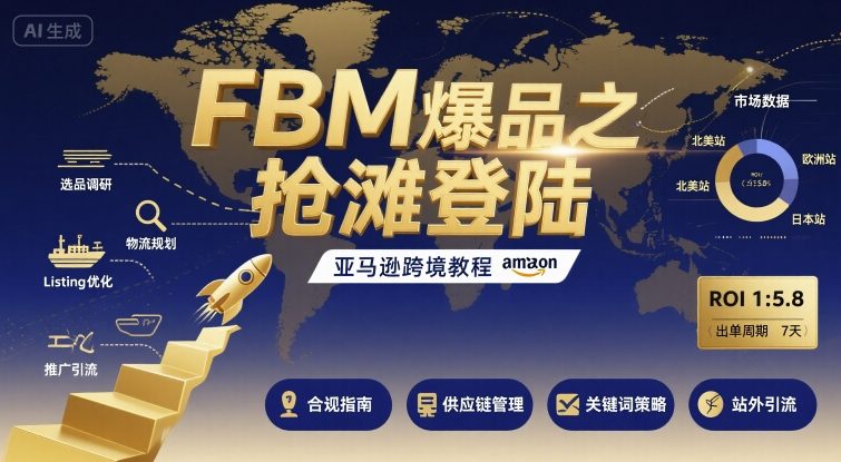 FBM爆品之抢滩登陆-亚马逊跨境教程-淘秘副业