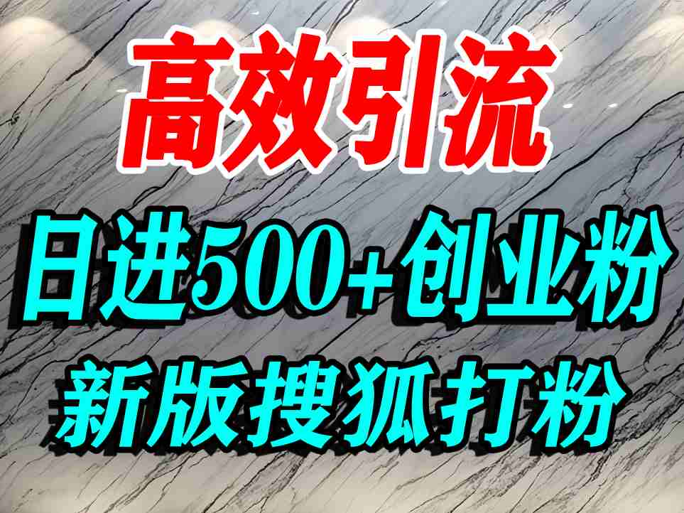 怎么打创业粉？搜狐网打精准创业粉，打粉引流教程，单人日引500+精准创业粉-淘秘副业