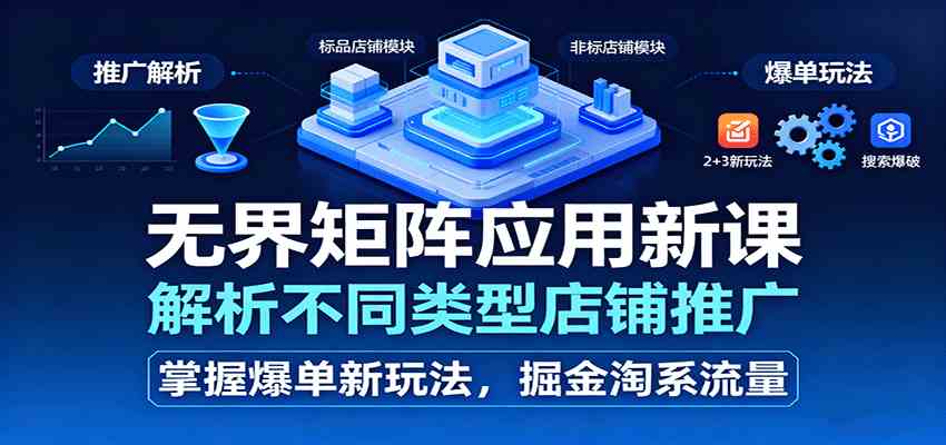 无界矩阵应用新课，解析不同类型店铺推广，掌握爆单新玩法，掘金淘系流量-淘秘副业