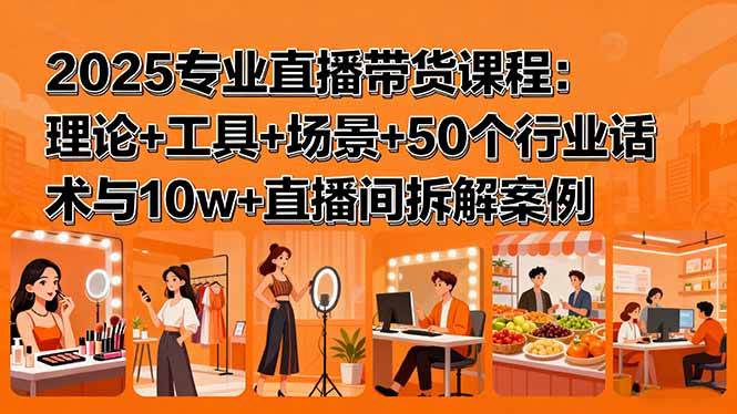 （15988期）2025专业直播带货课程：理论+工具+场景+50个行业话术与10w+直播间拆解案例-淘秘副业