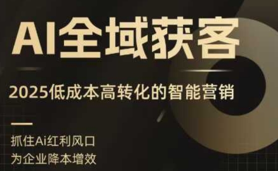 AI全域获客实训营，2025低成本高转化的智能营销，精准找客，高效营销-淘秘副业