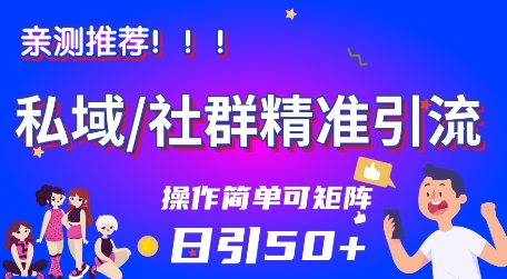 私域社群精准引流，亲测推荐日引50+当天见效可矩阵操作-淘秘副业