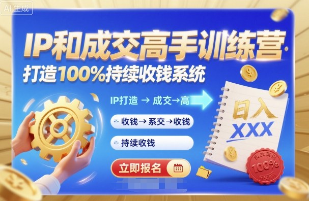 带你成为IP和成交高手的训练营，打造100%持续收钱系统-淘秘副业