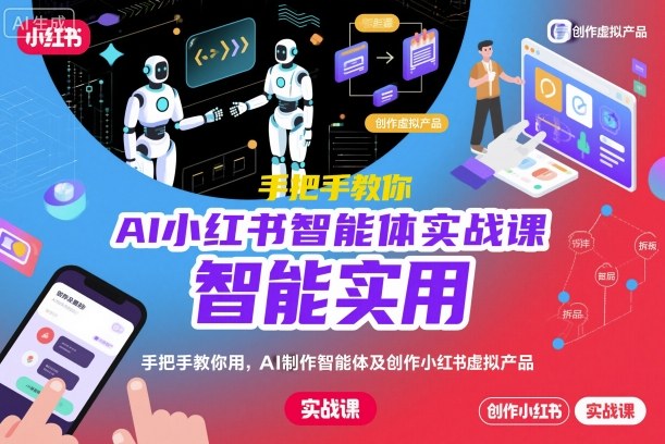 AI小红书智能体实战课，手把手教你用AI制作智能体及创作小红书虚拟产品，提效+内容商业化-淘秘副业