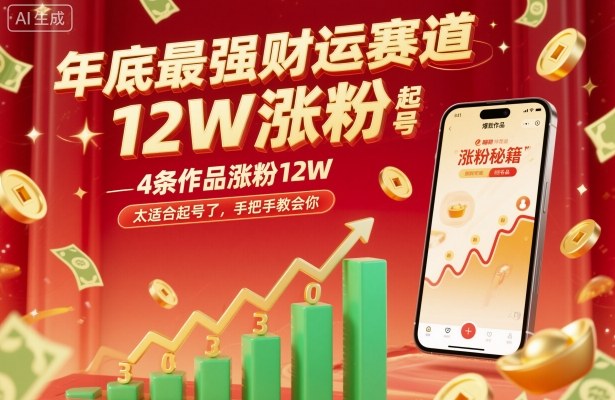 年底最强财运赛道，4条作品涨粉12W，太适合起号了，手把手教会你-淘秘副业