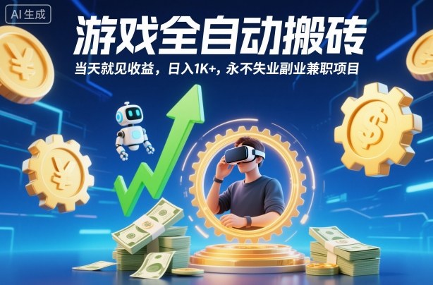 游戏全自动搬砖，当天就见收益，日入1K+，永不失业副业兼职项目【揭秘】-淘秘副业