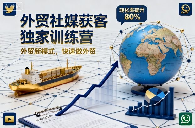 外贸社媒获客独家训练营，外贸新模式，快速做外贸-淘秘副业