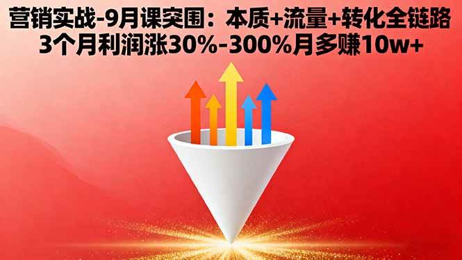 （16152期）营销实战-9月突围课:本质+流量+转化全链路 3个月利润涨30%-300%月多赚10w+-淘秘副业