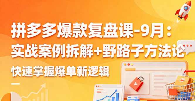 （16176期）拼多多爆款复盘课-9月：实战案例拆解+野路子方法论，快速掌握爆单新逻辑-淘秘副业