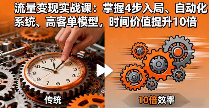 （16197期）流量变现实战课：掌握4步入局、自动化系统、高客单模型，时间价值提升10倍-淘秘副业