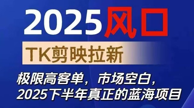 2025风口TK剪映capcut拉新项目，极限高客单，市场空白，2025下半年真正的蓝海项目-淘秘副业