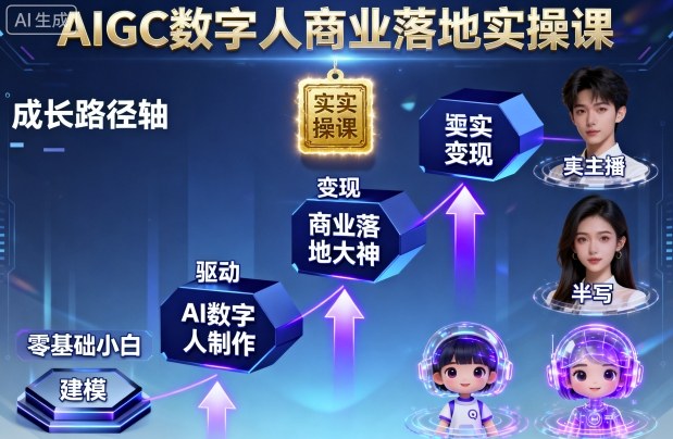 AIGC数字人商业落地实操课，从零基础小白到AI数字人大神-淘秘副业