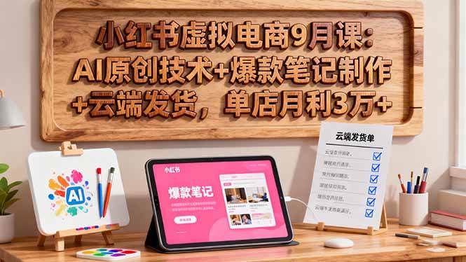 （16287期）小红书虚拟电商9月课：AI原创技术+爆款笔记制作+云端发货，单店月利3万+-淘秘副业