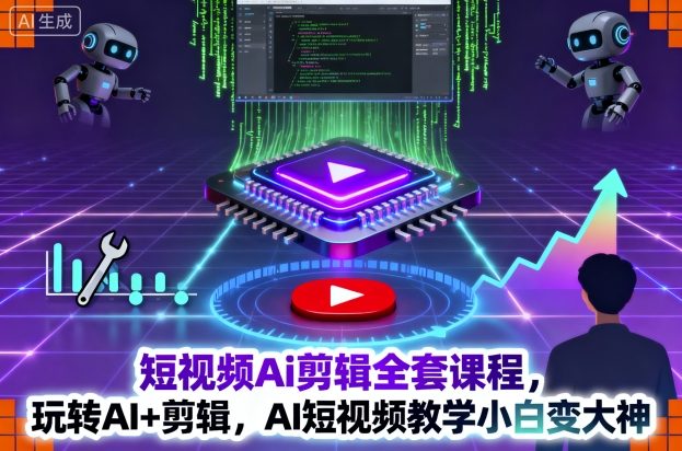 短视频Ai剪辑全套课程，玩转AI+剪辑，AI短视频教学小白变大神-淘秘副业