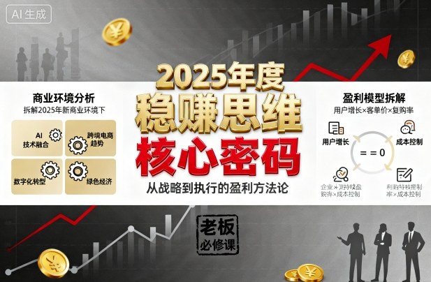 2025年度稳賺思维老板创业营，拆解2025年新商业环境下，企业实现持续盈利的核心密码-淘秘副业