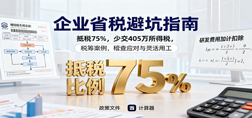企业省税避坑指南：抵税75%，少交405万所得税，税筹案例，稽查应对与灵活用工-淘秘副业