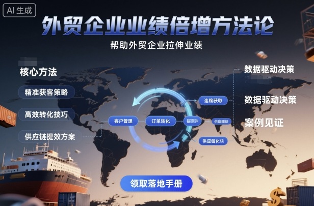 外贸企业业绩倍增方法论，帮助外贸企业拉伸业绩-淘秘副业