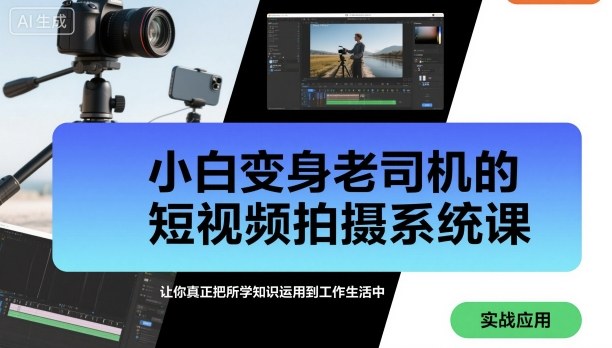 小白变身老司机的短视频拍摄系统课，让你真正把所学知识运用到工作生活中-淘秘副业