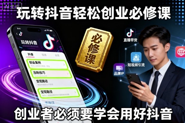 玩转抖音轻松创业必修课，创业者必须要学会用好抖音-淘秘副业