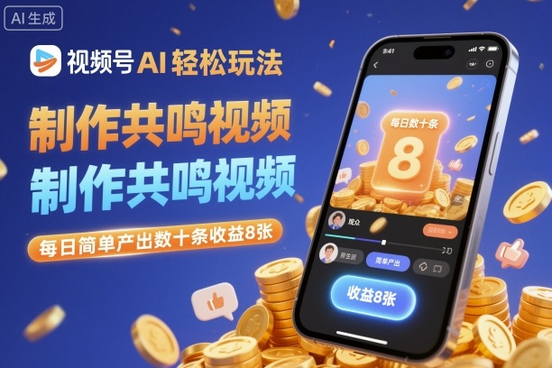 视频号AI轻松玩法，制作共鸣视频，每日简单产出数十条收益8张-淘秘副业
